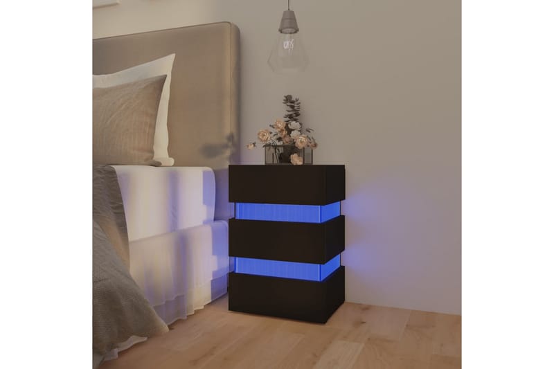 Sängskåp LED svart 45x35x67 cm spånskiva - Svart - Möbler - Bord