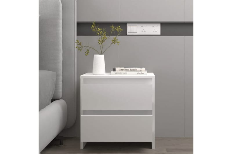 Sängskåp vit 2 st 45x34,5x44,5 cm spånskiva - Vit - Möbler - Bord