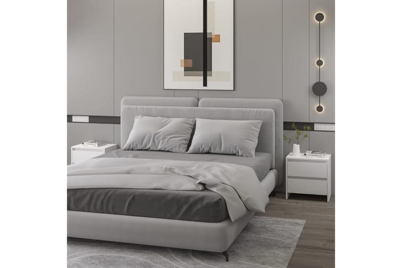Sängskåp vit 2 st 45x34,5x44,5 cm spånskiva - Vit - Möbler - Bord