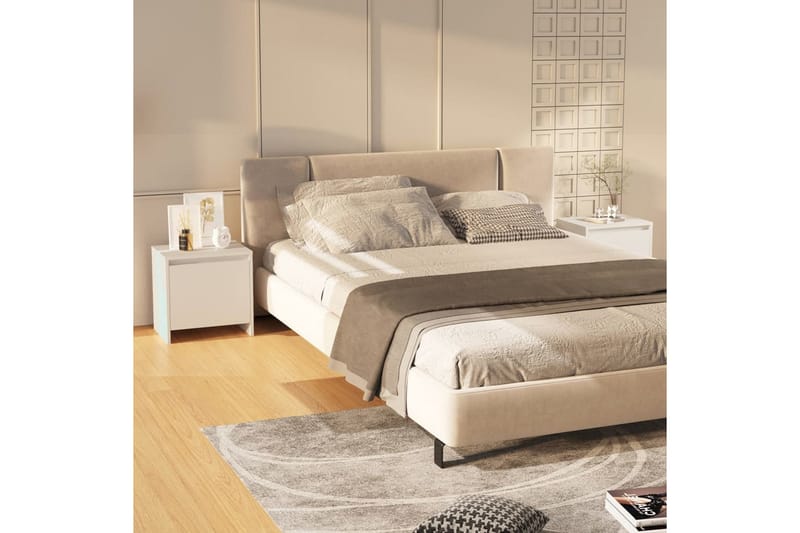 Sängskåp vit 2 st 45x34x44,5 cm spånskiva - Vit - Möbler - Bord
