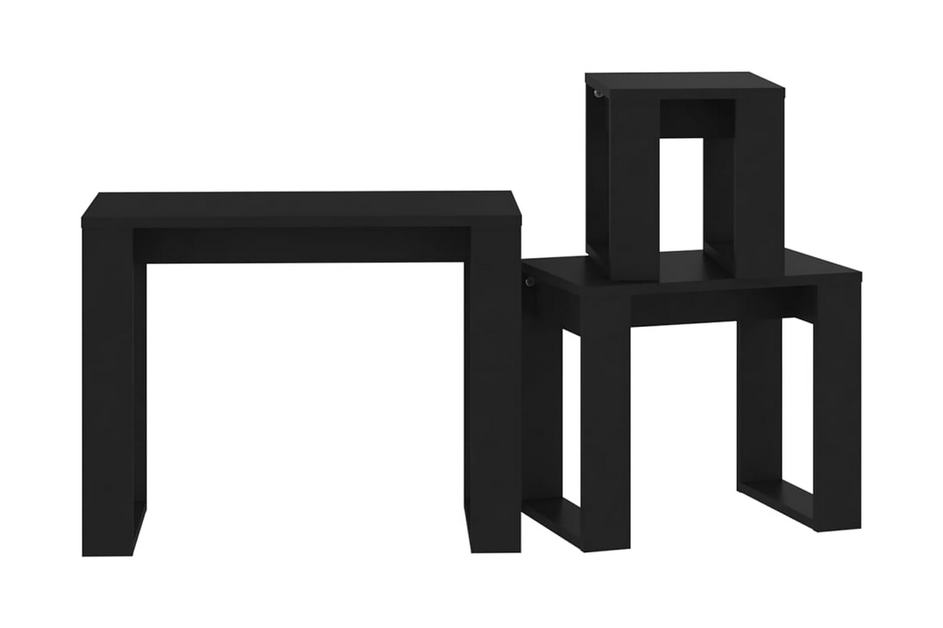 Satsbord 3 st svart spånskiva – Svart