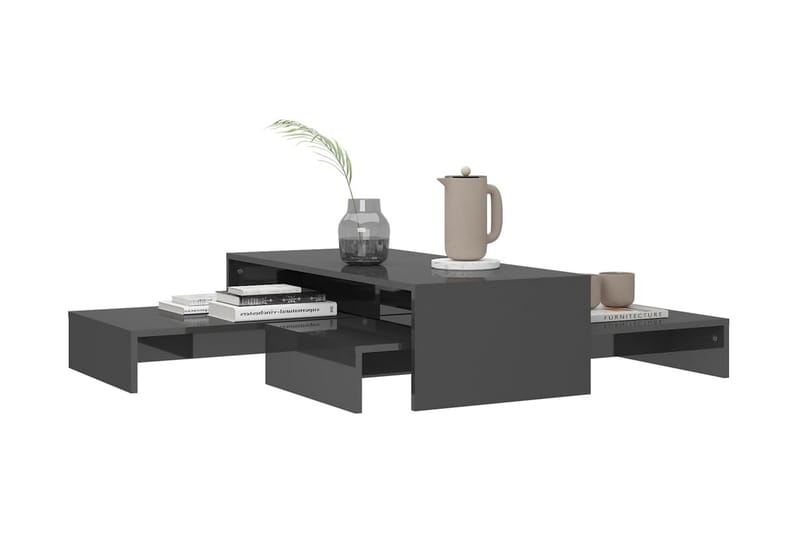 Satsbord grå högglans 100x100x26,5 cm - Grå - Bord - Satsbord