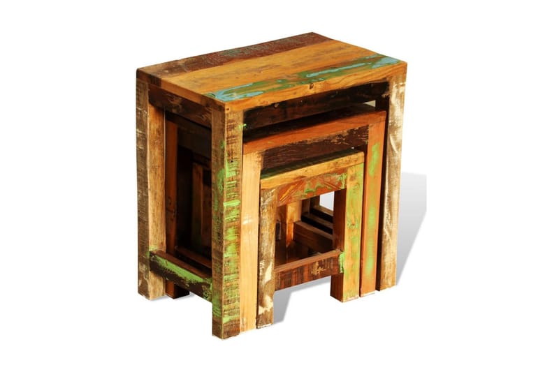 Satsbord set 3 delar vintage återvunnet trä - Brun - Bord - Satsbord