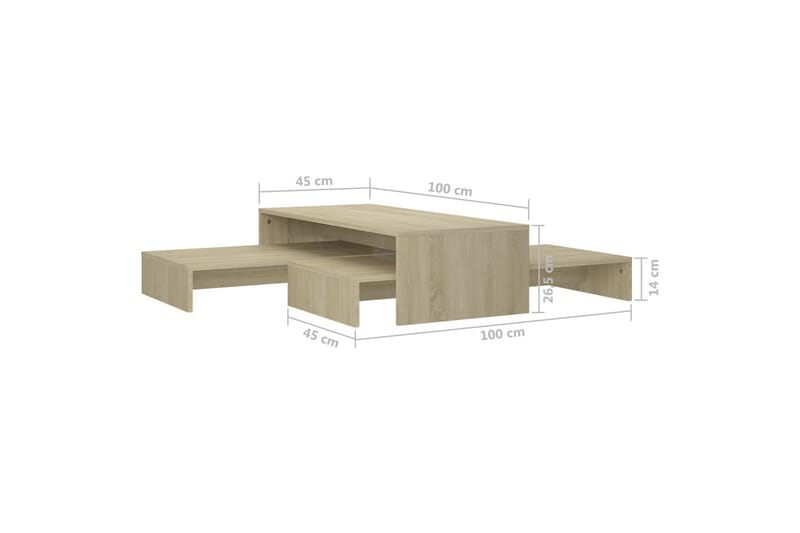 Satsbord sonoma-ek 100x100x26,5 cm spånskiva - Brun - Möbler - Bord