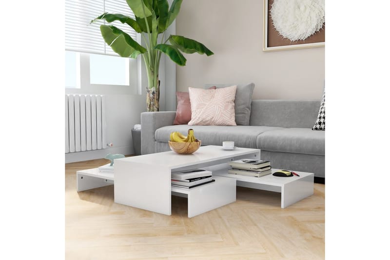Satsbord vit högglans 100x100x26,5 cm - Vit - Möbler - Bord