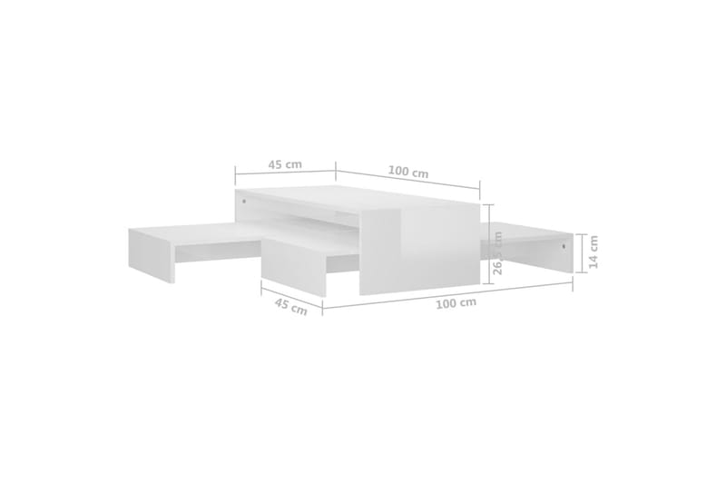 Satsbord vit högglans 100x100x26,5 cm - Vit - Möbler - Bord
