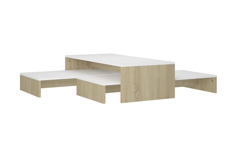 Satsbord vit och sonoma-ek 100x100x26,5 cm spånskiva - Vit - Möbler - Bord