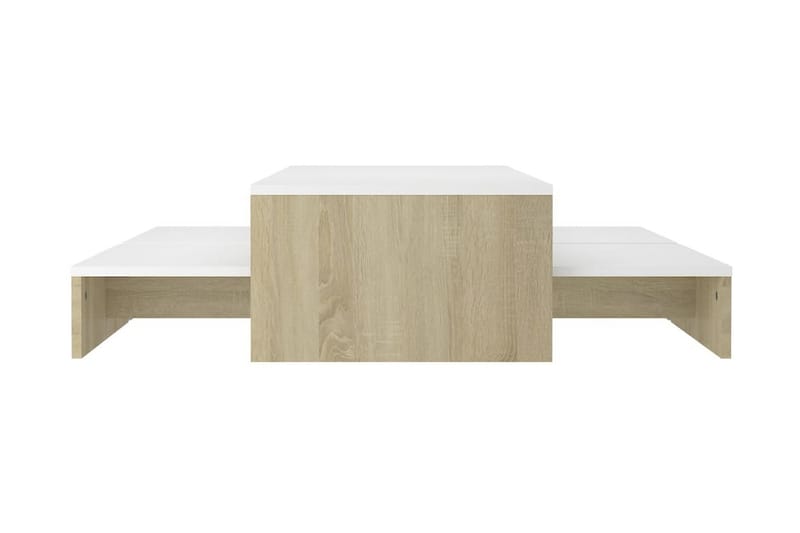 Satsbord vit och sonoma-ek 100x100x26,5 cm spånskiva - Vit - Möbler - Bord