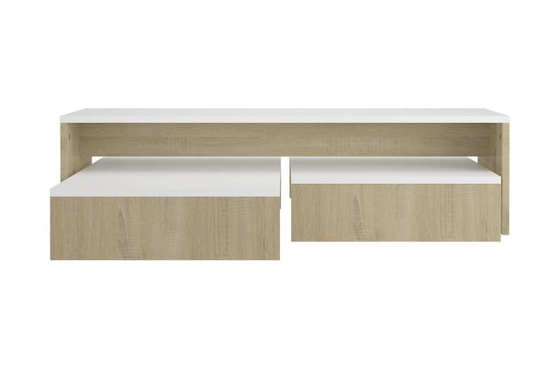 Satsbord vit och sonoma-ek 100x100x26,5 cm spånskiva - Vit - Möbler - Bord