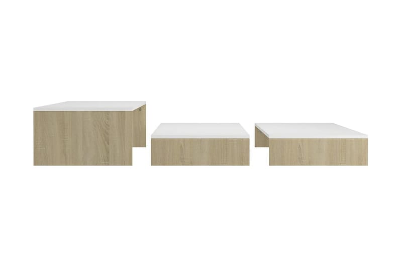 Satsbord vit och sonoma-ek 100x100x26,5 cm spånskiva - Vit - Möbler - Bord