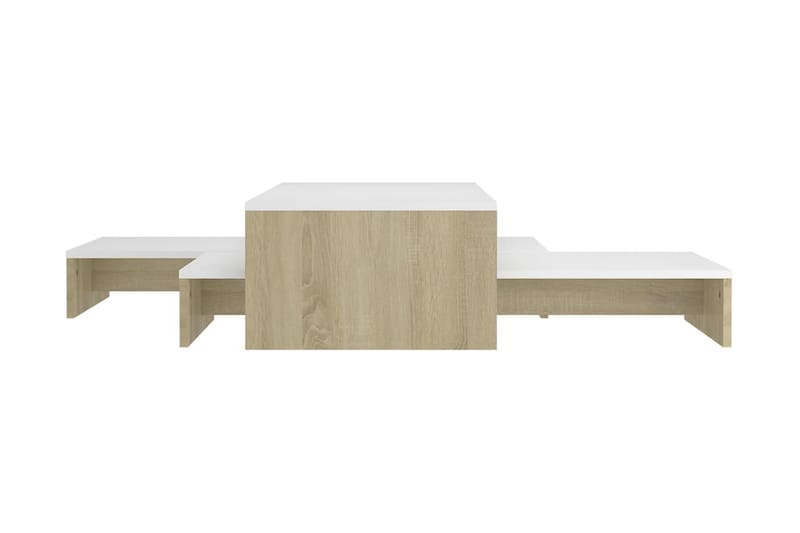 Satsbord vit och sonoma-ek 100x100x26,5 cm spånskiva - Vit - Möbler - Bord