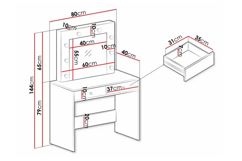 Scotsdale Sminkbord 80x40 cm - Cashmere - Möbler - Bord