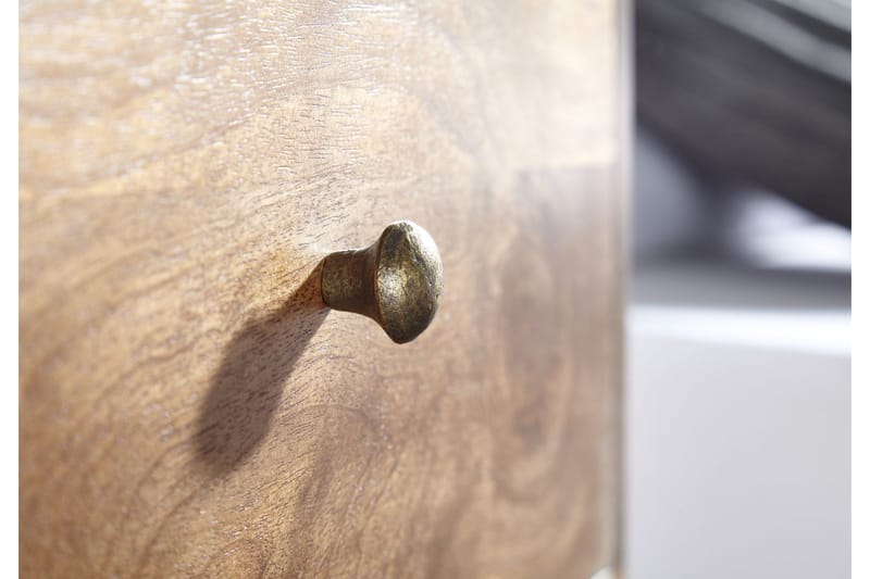 Seddik Sängbord 35 cm i Trä och Metall med Valnötsutseende, Förvaring med Låda - Mellanbrun - Möbler - Bord