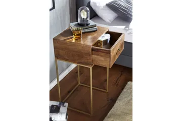 Seddik Sängbord 35 cm Rektangulär - Guld/Brun - Möbler - Bord