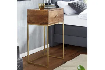 Seddik Sängbord 35 cm Rektangulär - Guld/Brun - Möbler - Bord