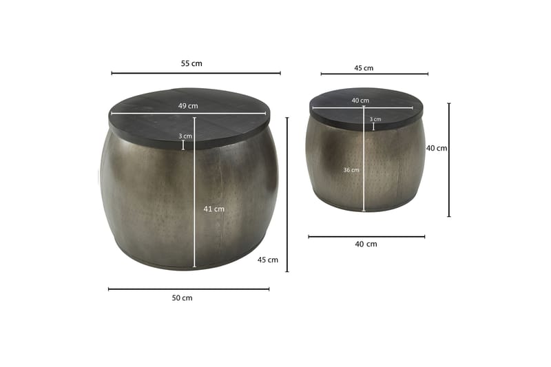 SENECA Satsbord 55 cm Runt Bord Silver/Svart - Möbler - Bord
