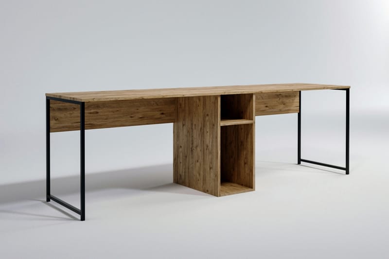 SEYNE Skrivbord 140 cm med Förvaring Hyllor Natur/Svart - Möbler - Bord