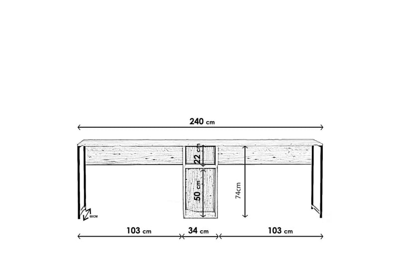 SEYNE Skrivbord 140 cm med Förvaring Hyllor Natur/Svart - Möbler - Bord