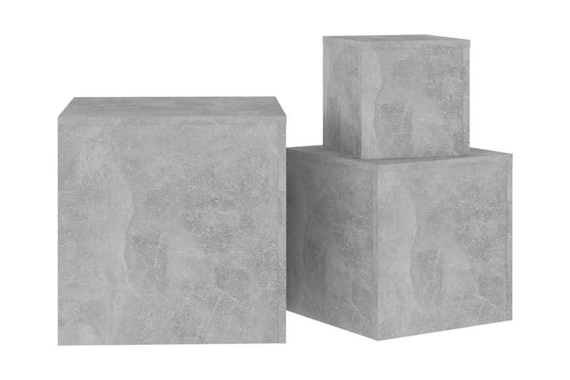 Sidobord 3 st betonggrå spånskiva - Grå - Brickbord - Bord - Sidobord & lampbord