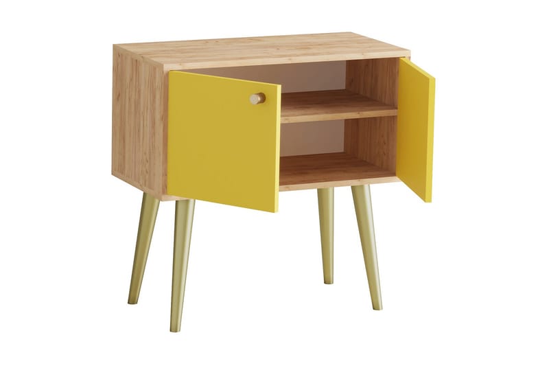 SIDOBORD 80 cm Guld/Natur/Gul - Möbler - Bord