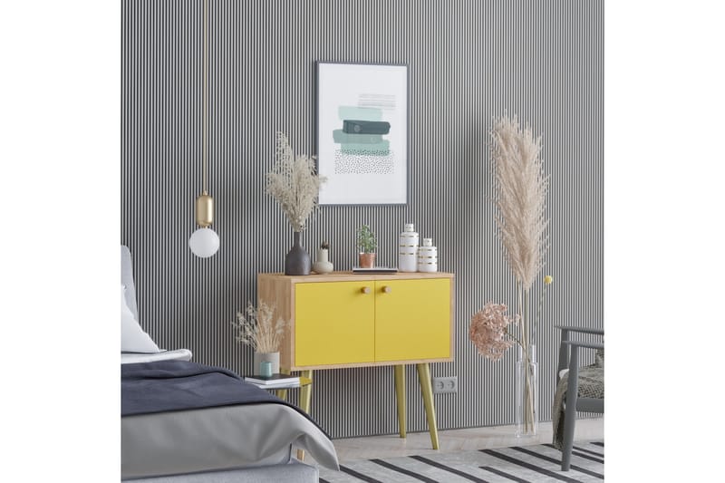SIDOBORD 80 cm Guld/Natur/Gul - Möbler - Bord