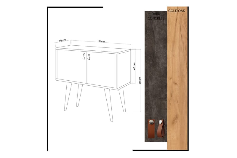 SIDOBORD 80 cm Guld/Natur/Gul - Möbler - Bord