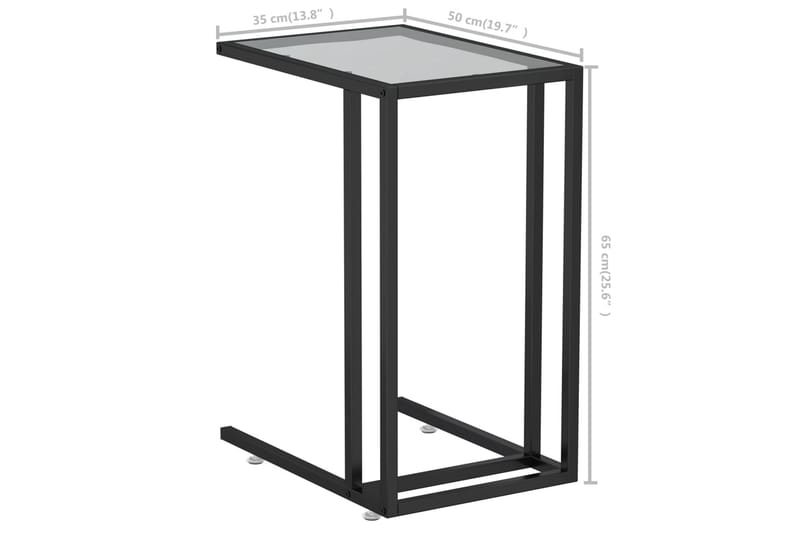 Sidobord till datorbord svart 50x35x65 cm härdat glas - Svart - Möbler - Bord