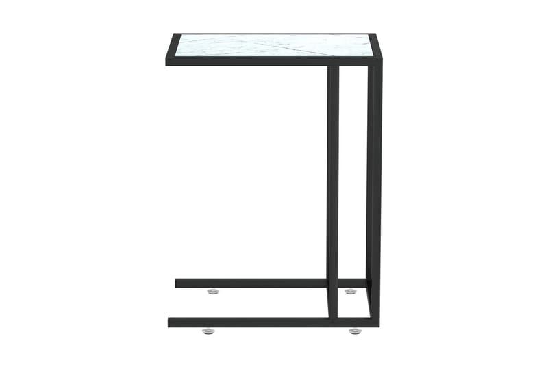 Sidobord till datorbord vit marmor 50x35x65 cm härdat glas - Vit - Möbler - Bord