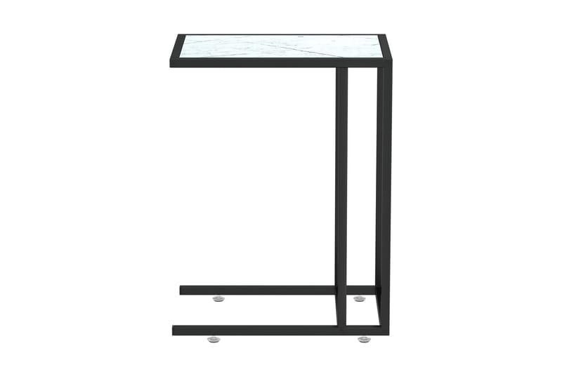 Sidobord till datorbord vit marmor 50x35x65 cm härdat glas - Vit - Brickbord - Bord - Sidobord & lampbord