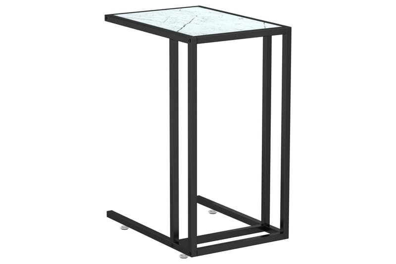 Sidobord till datorbord vit marmor 50x35x65 cm härdat glas - Vit - Möbler - Bord