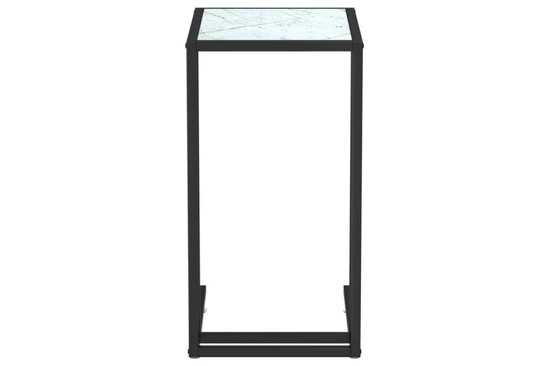 Sidobord till datorbord vit marmor 50x35x65 cm härdat glas - Vit - Möbler - Bord
