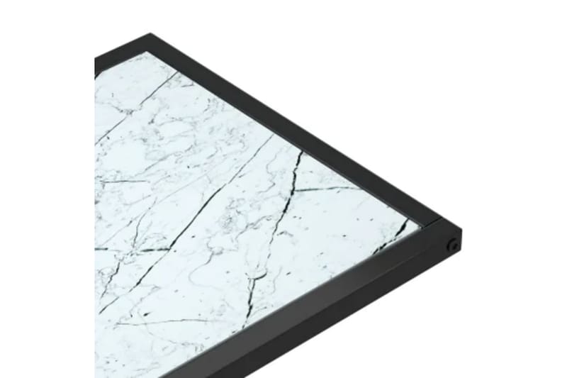 Sidobord till datorbord vit marmor 50x35x65 cm härdat glas - Vit - Möbler - Bord