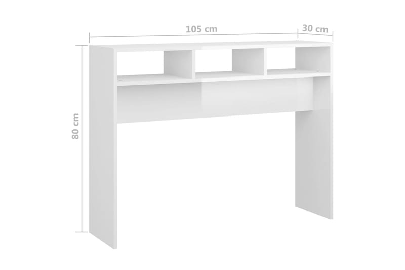 Sidobord vit högglans 105x30x80 cm spånskiva - Vit - Möbler - Bord