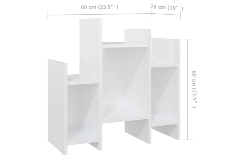 Sidobord vit högglans 60x26x60 cm spånskiva - Vit - Brickbord - Bord - Sidobord & lampbord