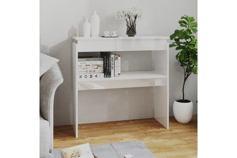Sidobord vit högglans 80x30x80 cm spånskiva - Vit - Möbler - Bord