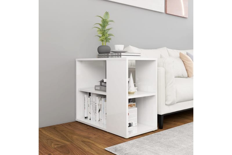 Sidoskåp vit högglans 60x30x50 cm spånskiva - Vit - Möbler - Bord