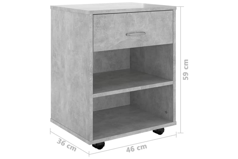 Skåp med hjul betonggrå 46x36x59 cm spånskiva - Grå - Möbler - Bord