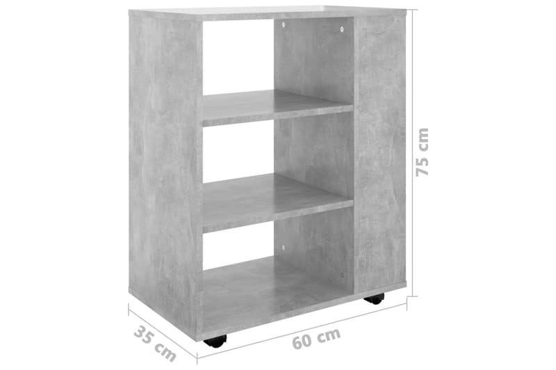 Skåp med hjul betonggrå 60x35x75 cm spånskiva - Grå - Möbler - Bord