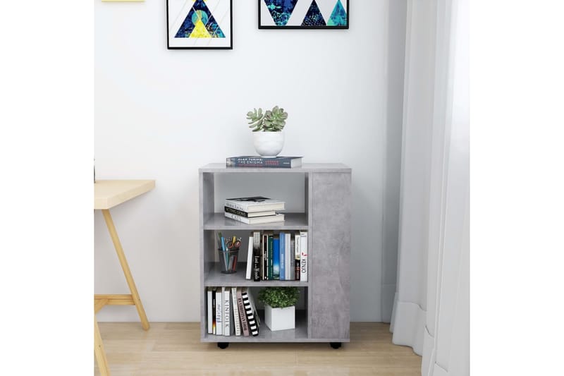 Skåp med hjul betonggrå 60x35x75 cm spånskiva - Grå - Möbler - Bord