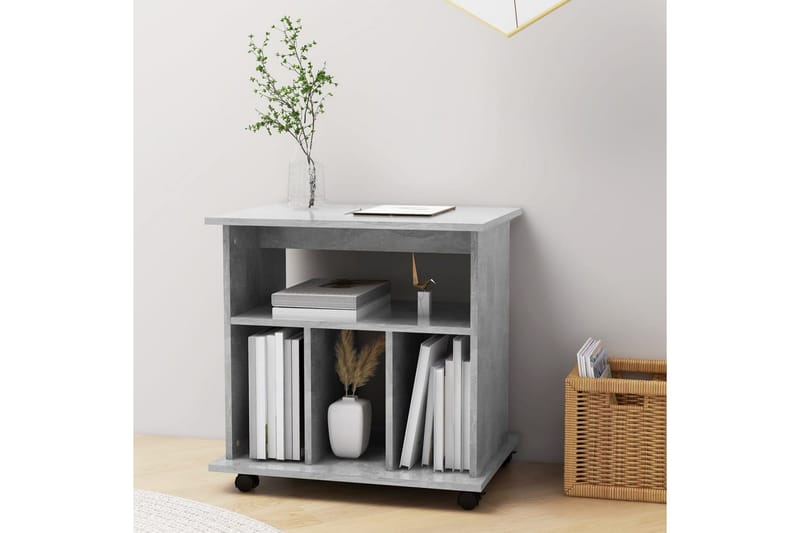 Skåp med hjul betonggrå 60x45x60 cm spånskiva - Grå - Möbler - Bord