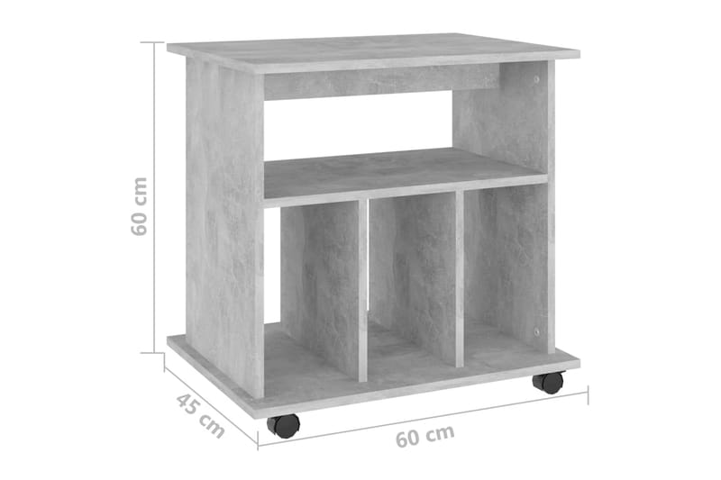 Skåp med hjul betonggrå 60x45x60 cm spånskiva - Grå - Möbler - Bord