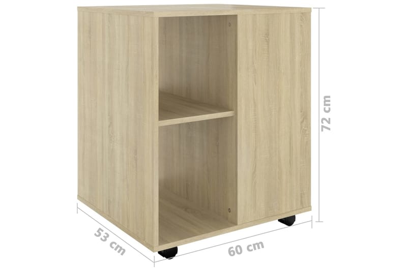 Skåp med hjul sonoma-ek 60x53x72 cm spånskiva - Brun - Möbler - Bord