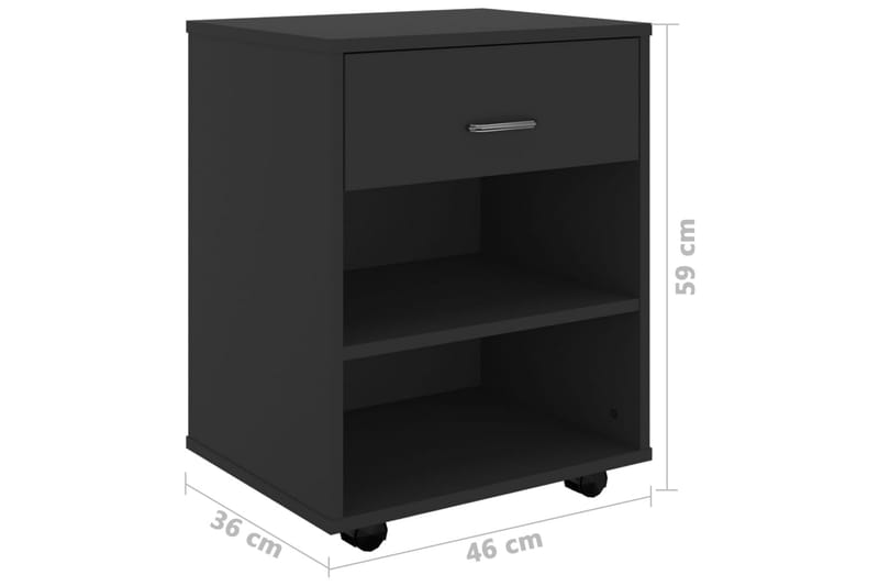 Skåp med hjul svart 46x36x59 cm spånskiva - Svart - Möbler - Bord