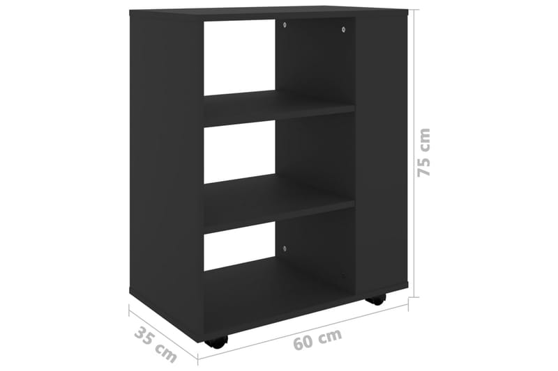 Skåp med hjul svart 60x35x75 cm spånskiva - Svart - Möbler - Bord