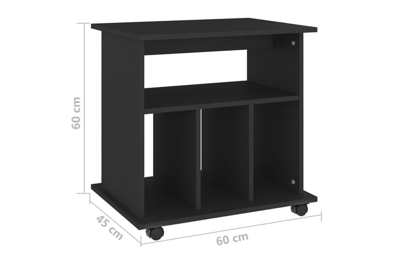 Skåp med hjul svart 60x45x60 cm spånskiva - Svart - Möbler - Bord