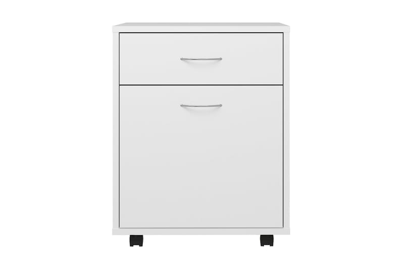 Skåp med hjul vit 45x38x54 cm spånskiva - Vit - Möbler - Bord