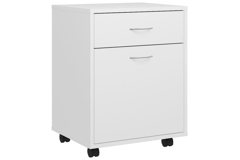 Skåp med hjul vit 45x38x54 cm spånskiva - Vit - Möbler - Bord
