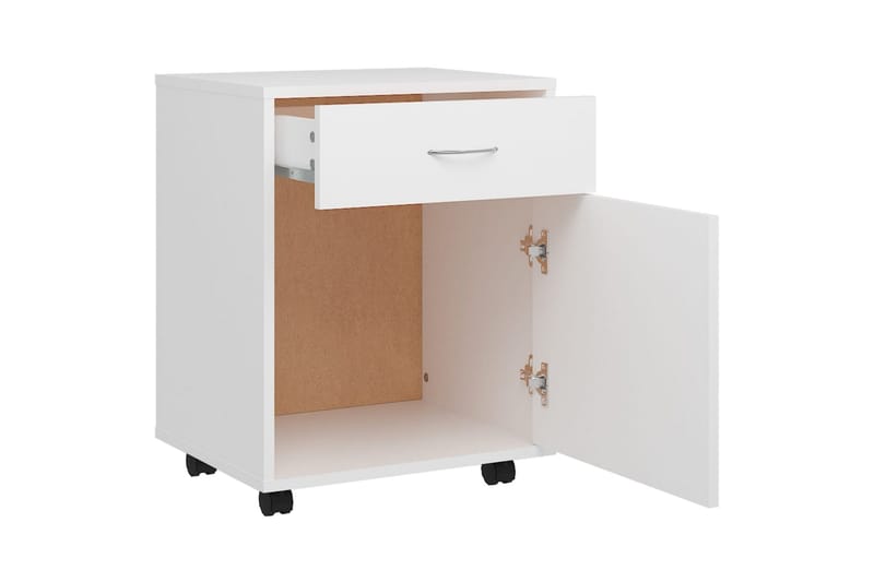 Skåp med hjul vit 45x38x54 cm spånskiva - Vit - Möbler - Bord