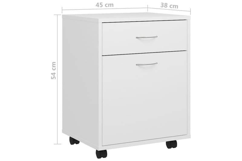 Skåp med hjul vit 45x38x54 cm spånskiva - Vit - Möbler - Bord