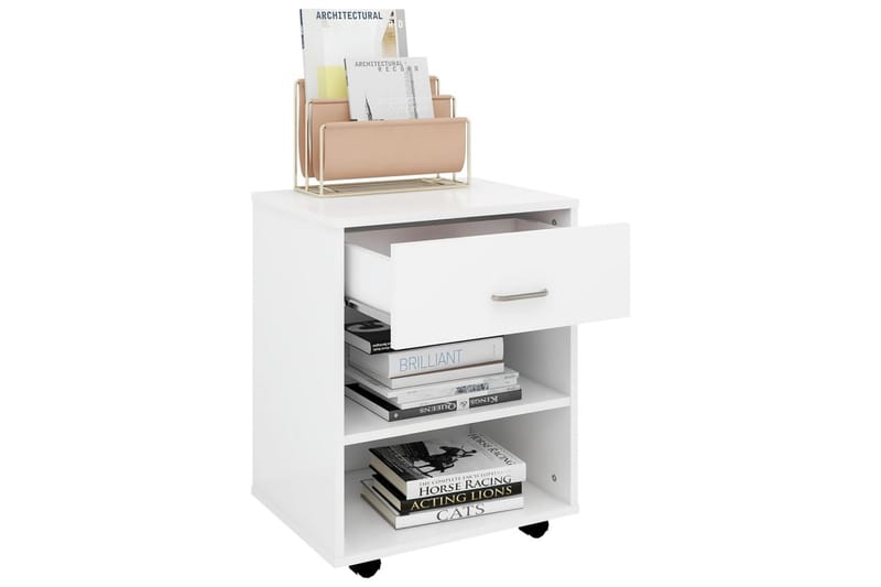 Skåp med hjul vit 46x36x59 cm spånskiva - Vit - Möbler - Bord